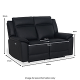 Alden Black Power Leather Recliner 2 Seater Sofa dimensions