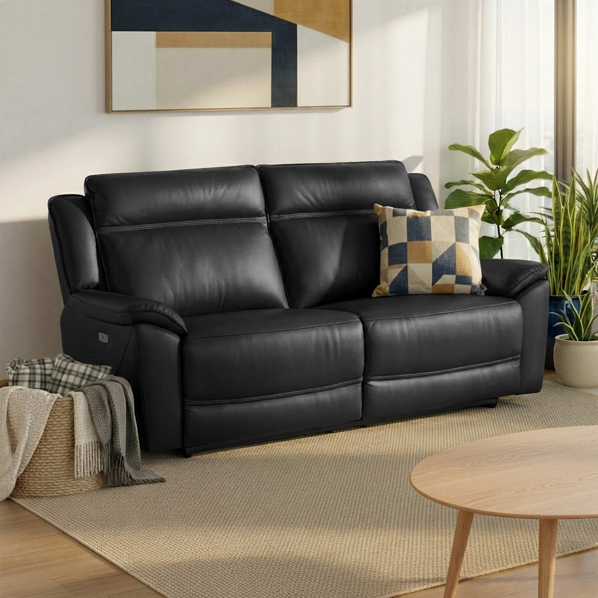 Alden Black Power Leather Recliner 3 Seater Sofa from Roseland Furniture