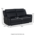 Alden Black Power Leather Recliner 3 Seater Sofa dimensions