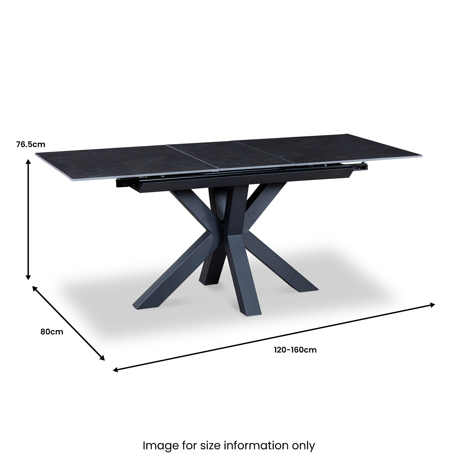 Hurley 120 160cm Extending Dining Table Dark Grey from Roseland Furniture