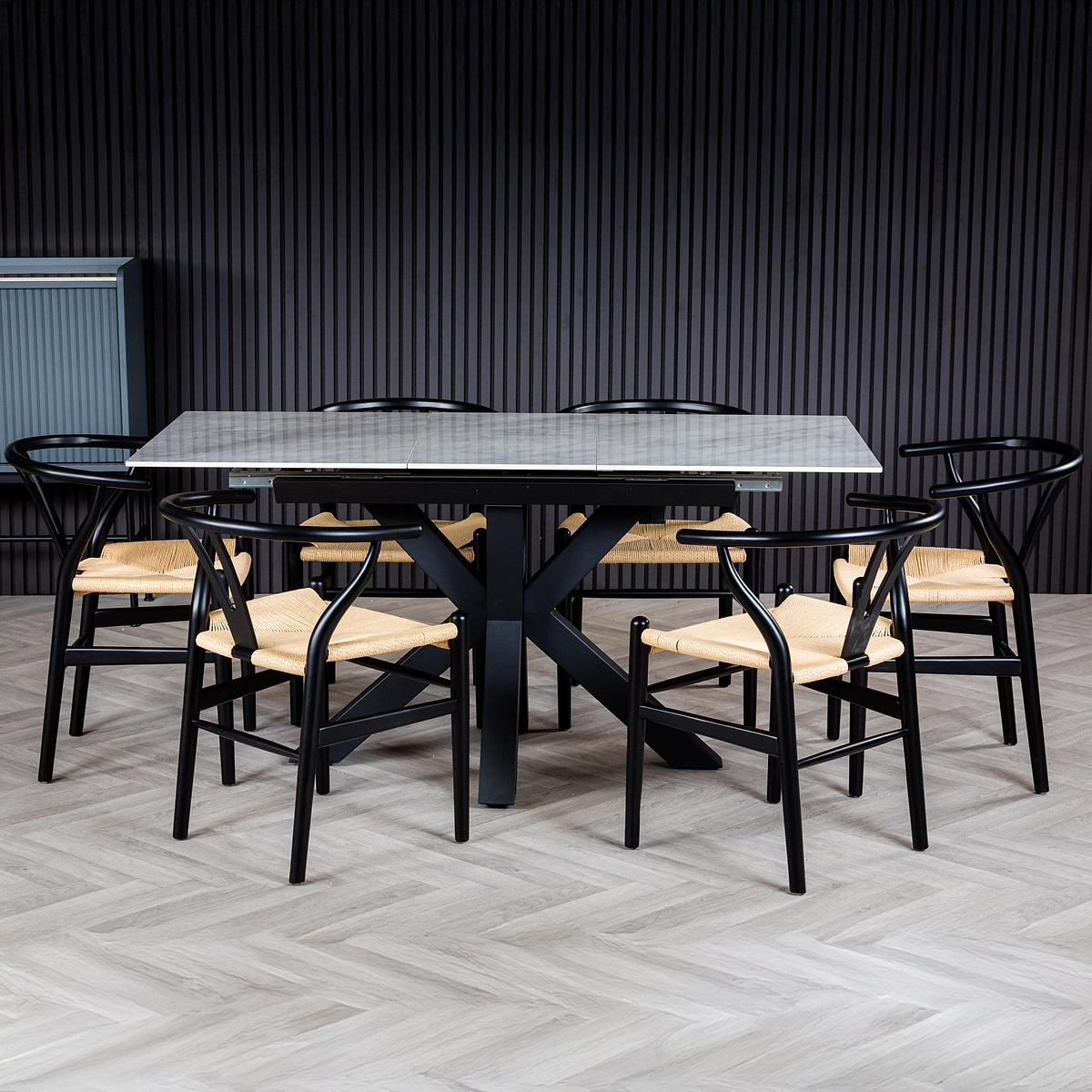 Cadley 140 180cm Extending Dining Table White Marble from Roseland Furniture