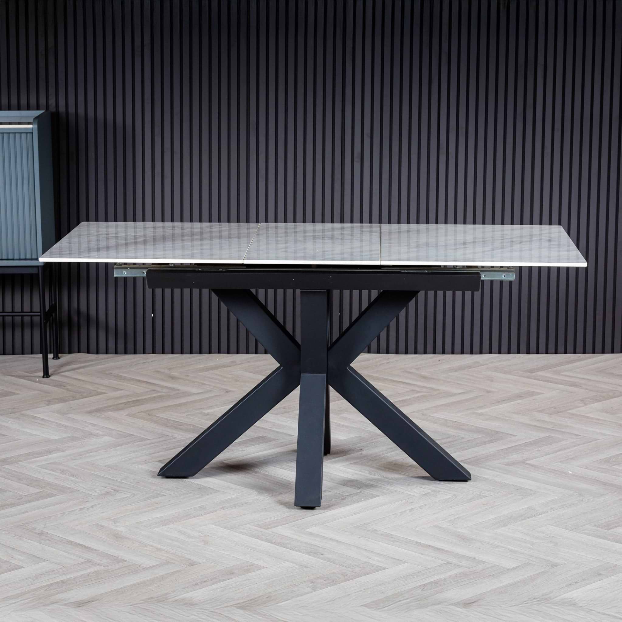 Cadley 140 180cm Extending Dining Table White Marble from Roseland Furniture