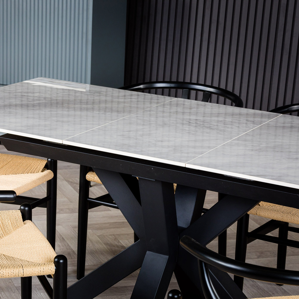 Cadley 140 180cm Extending Dining Table White Marble from Roseland Furniture