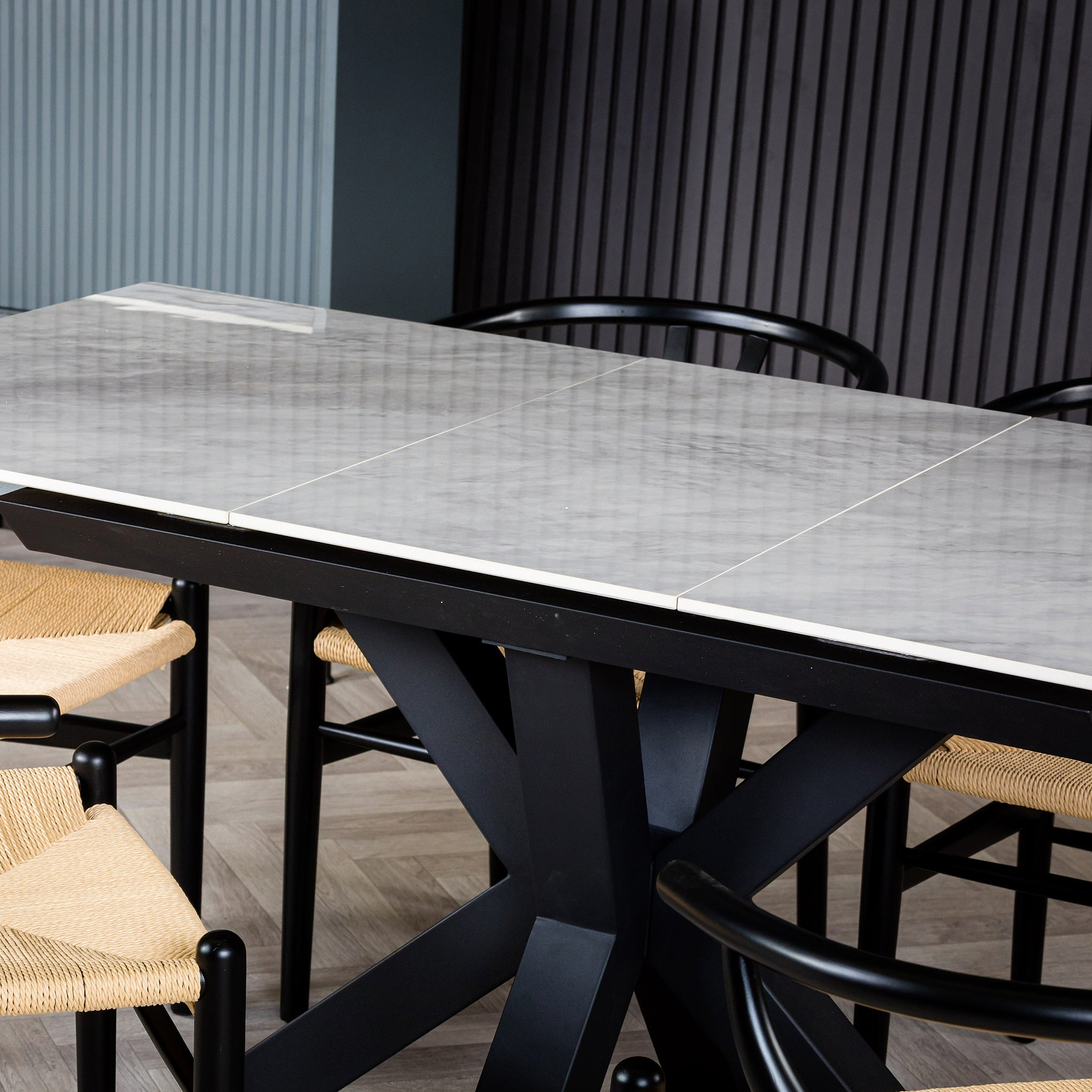 Cadley 140 180cm Extending Dining Table White Marble from Roseland Furniture