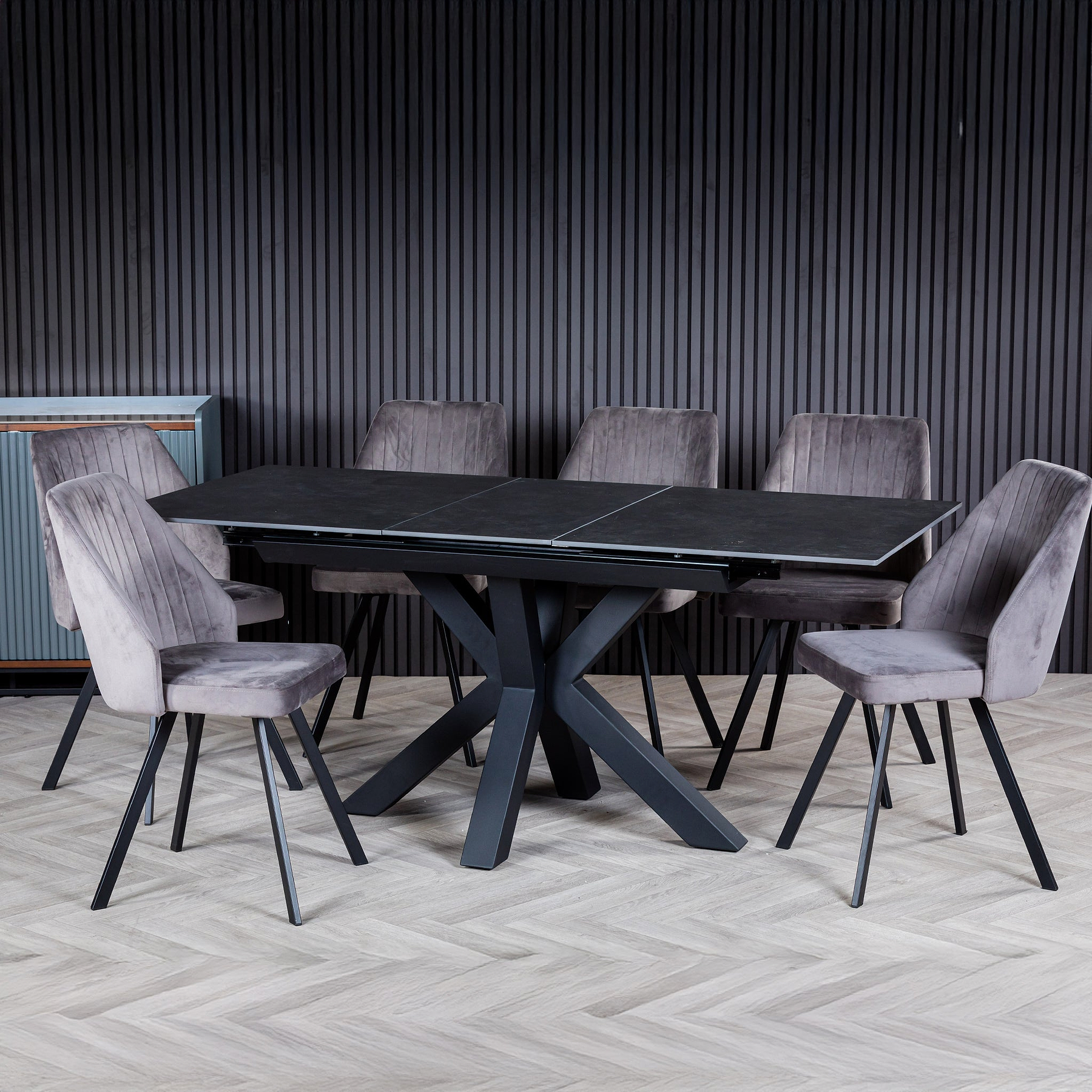 Cadley 140 180cm Extending Dining Table Dark Grey from Roseland Furniture