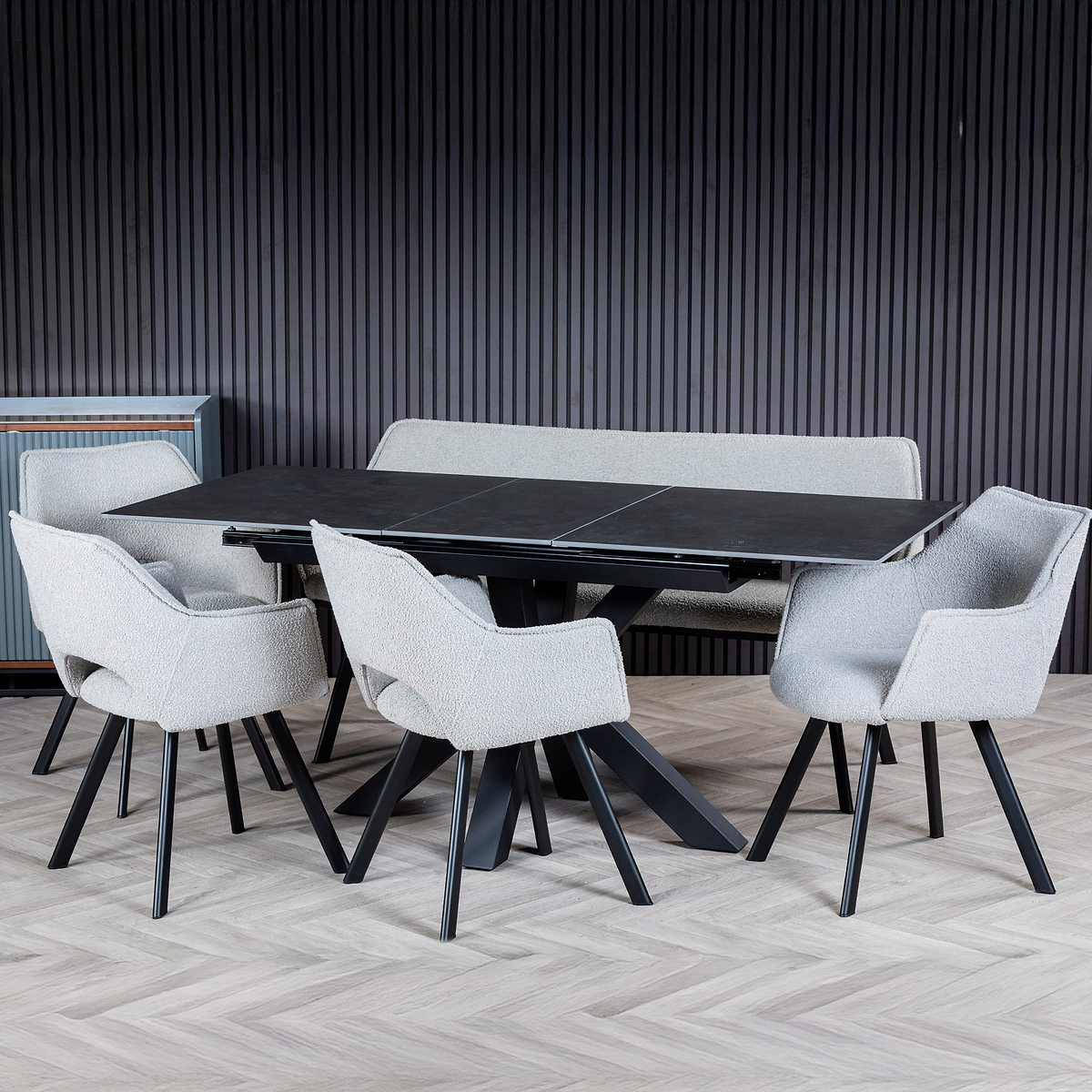 Cadley 140 180cm Extending Dining Table Dark Grey from Roseland Furniture