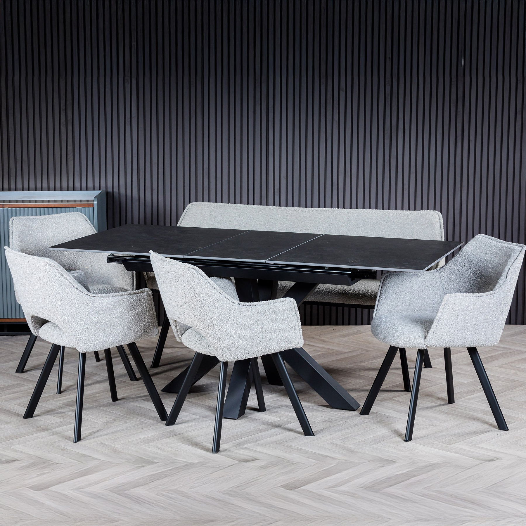 Cadley 140 180cm Extending Dining Table Dark Grey from Roseland Furniture