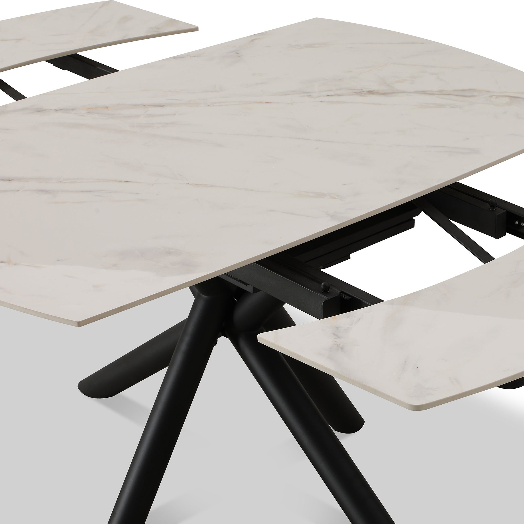 Draven 140 200cm Extending Dining Table White Gold Marble from Roseland Furniture