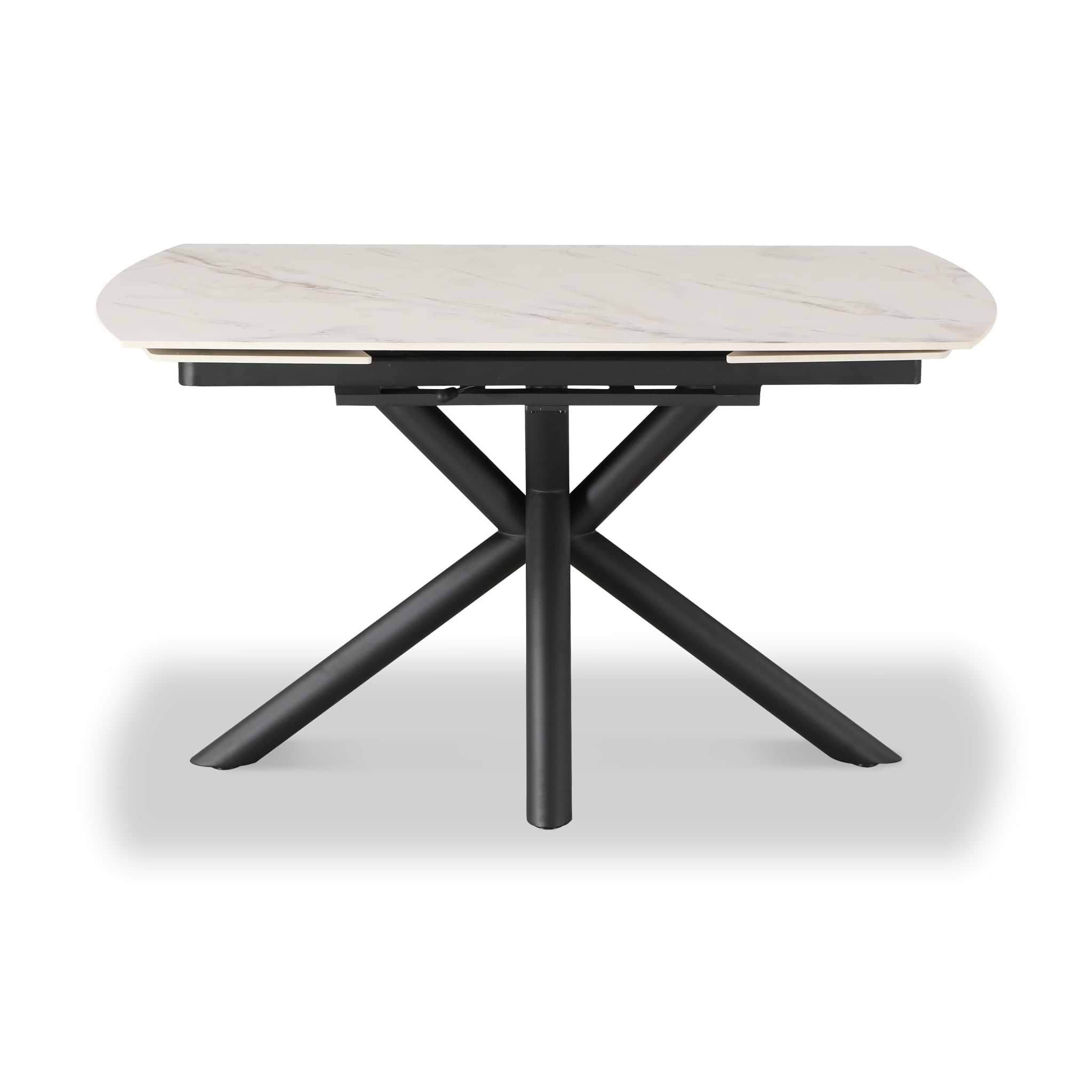 Draven 140 200cm Extending Dining Table White Gold Marble from Roseland Furniture