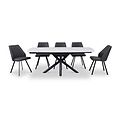 Draven 140 200cm Extending Dining Table White Gold Marble from Roseland Furniture