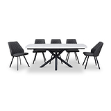 Draven 140 200cm Extending Dining Table White Gold Marble from Roseland Furniture
