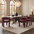Rema 160 240cm Extending Dining Table White Gold Marble from Roseland Furniture