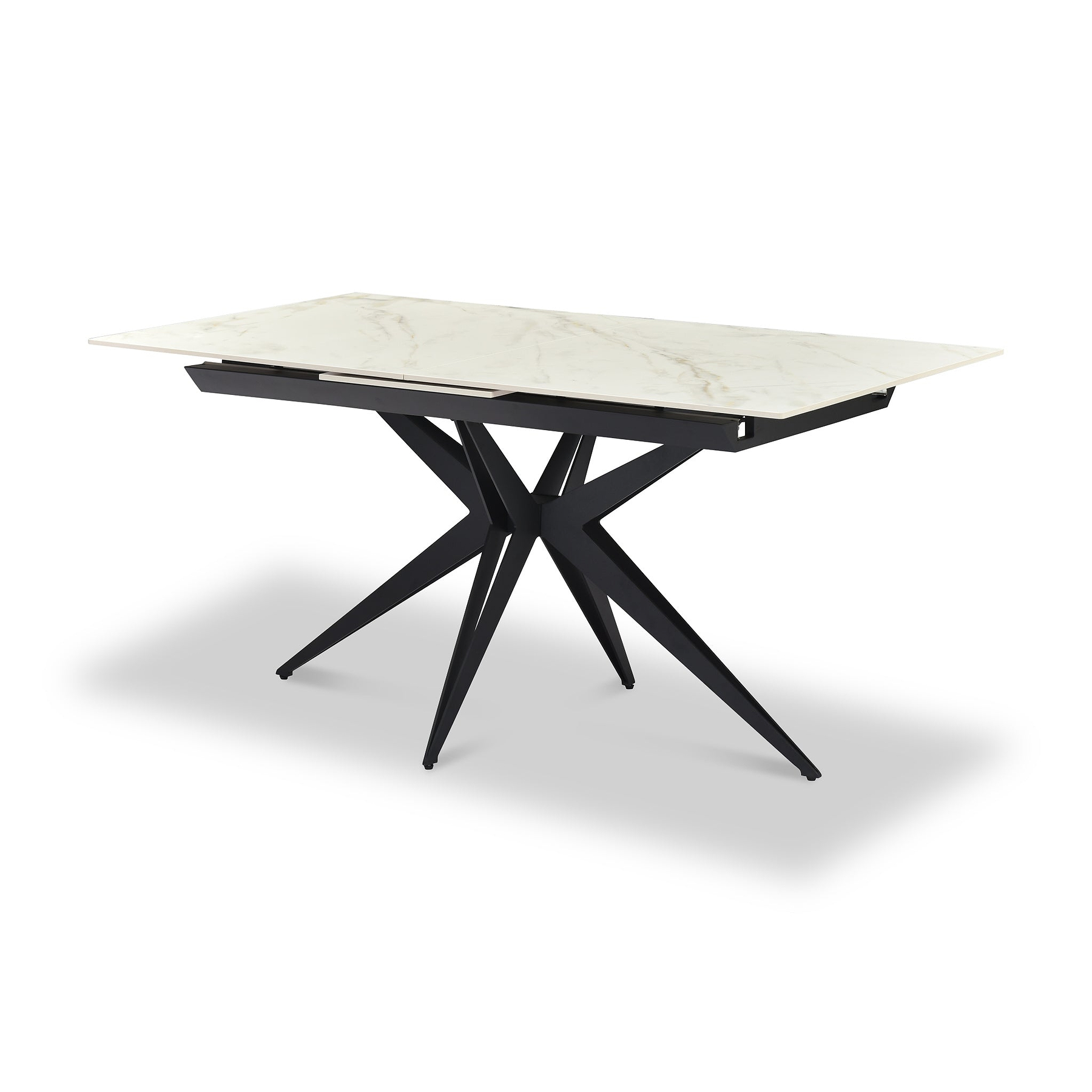 Rema 160 240cm Extending Dining Table White Gold Marble from Roseland Furniture
