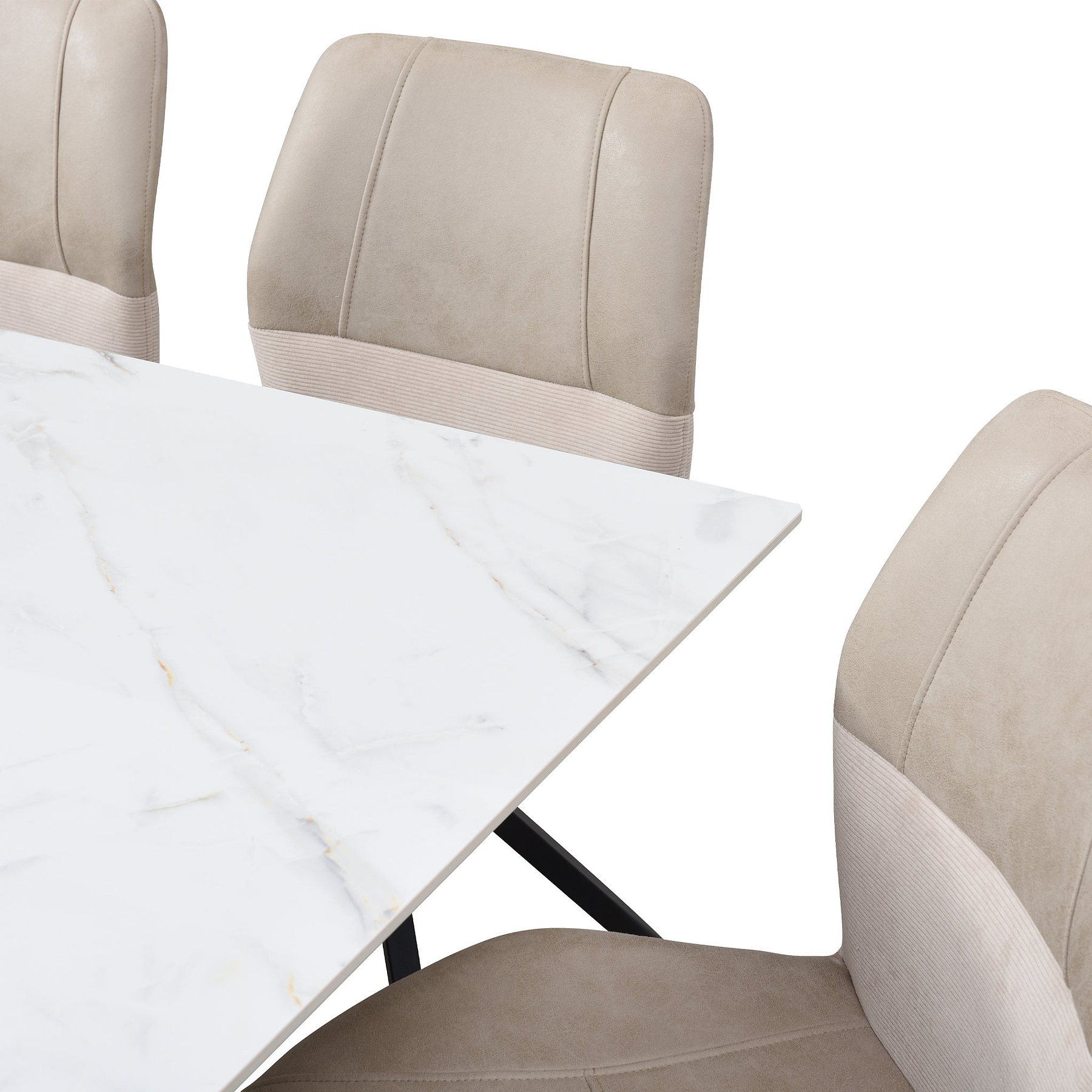 Rema 160 240cm Extending Dining Table White Gold Marble from Roseland Furniture