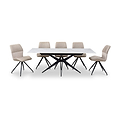 Rema 160 240cm Extending Dining Table White Gold Marble from Roseland Furniture