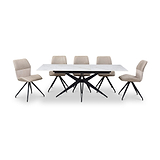 Rema 160 240cm Extending Dining Table White Gold Marble from Roseland Furniture