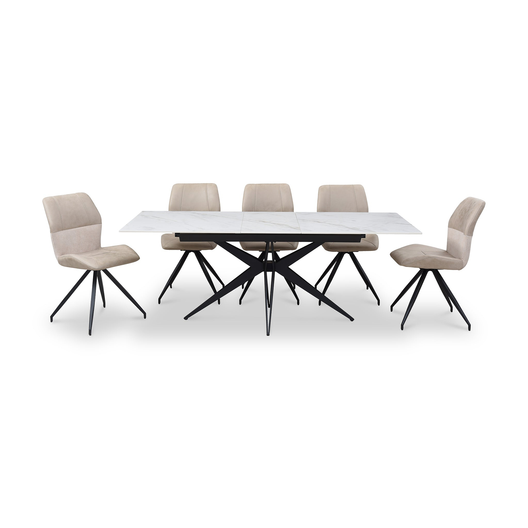 Rema 160 240cm Extending Dining Table White Gold Marble from Roseland Furniture
