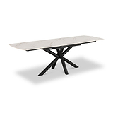 Noura 160 240cm Extending Dining Table White Gold Marble  from Roseland Furniture