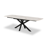 Noura 160 240cm Extending Dining Table White Gold Marble  from Roseland Furniture