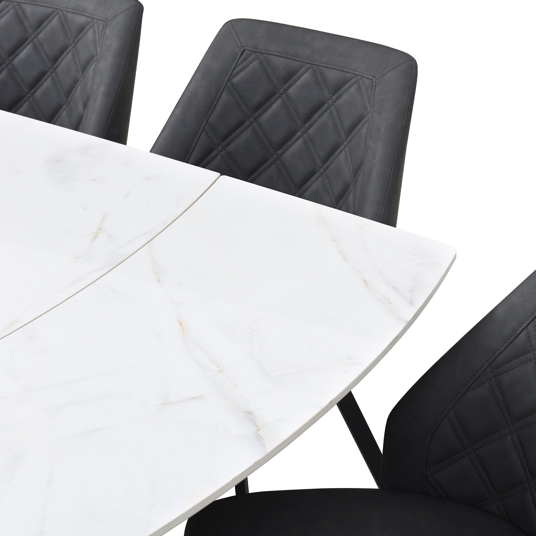 Noura 160 240cm Extending Dining Table White Gold Marble  from Roseland Furniture
