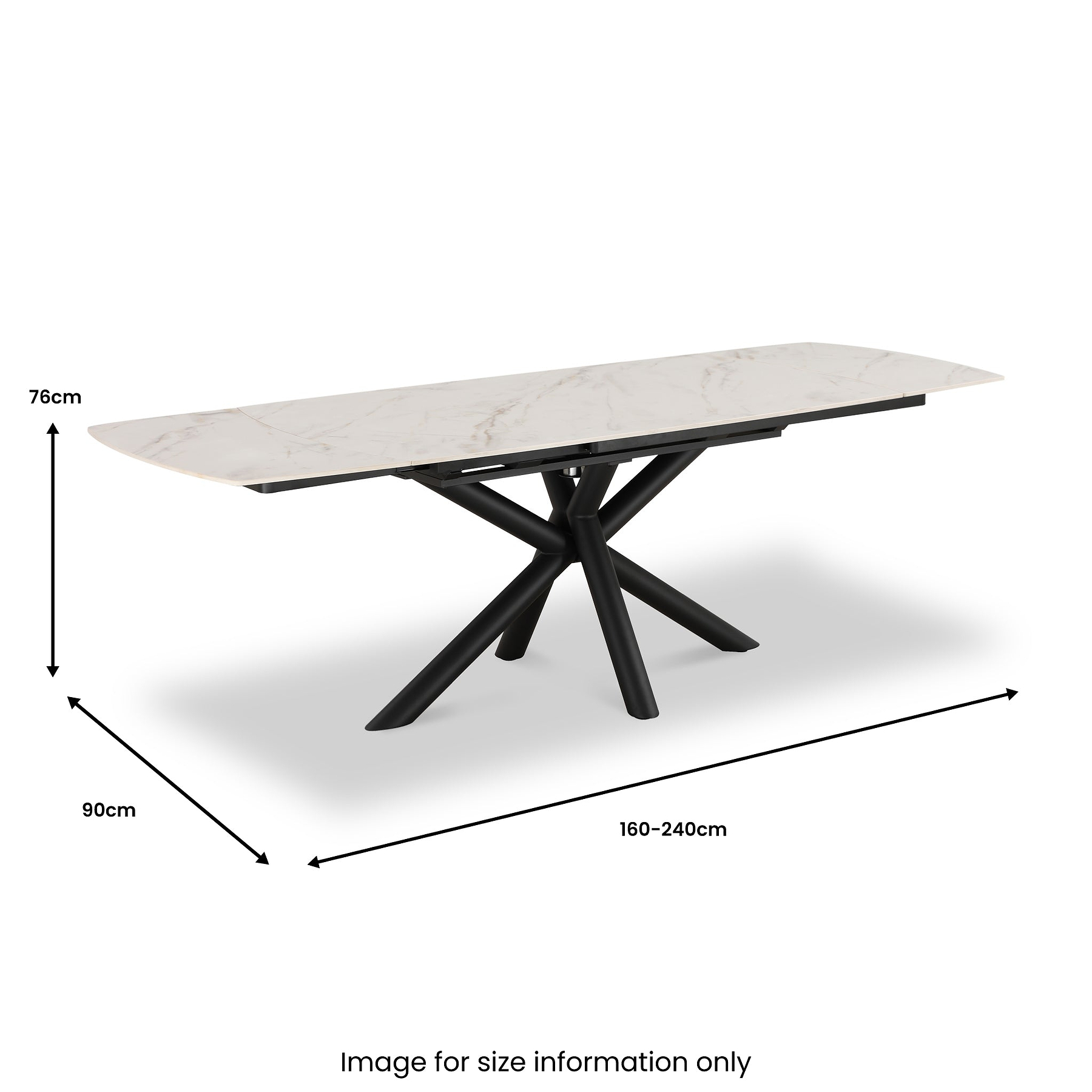 Noura 160 240cm Extending Dining Table White Gold Marble  from Roseland Furniture