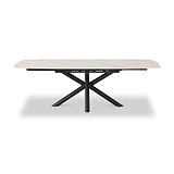 Noura 160 240cm Extending Dining Table White Gold Marble  from Roseland Furniture