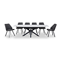 Noura 160 240cm Extending Dining Table White Gold Marble  from Roseland Furniture