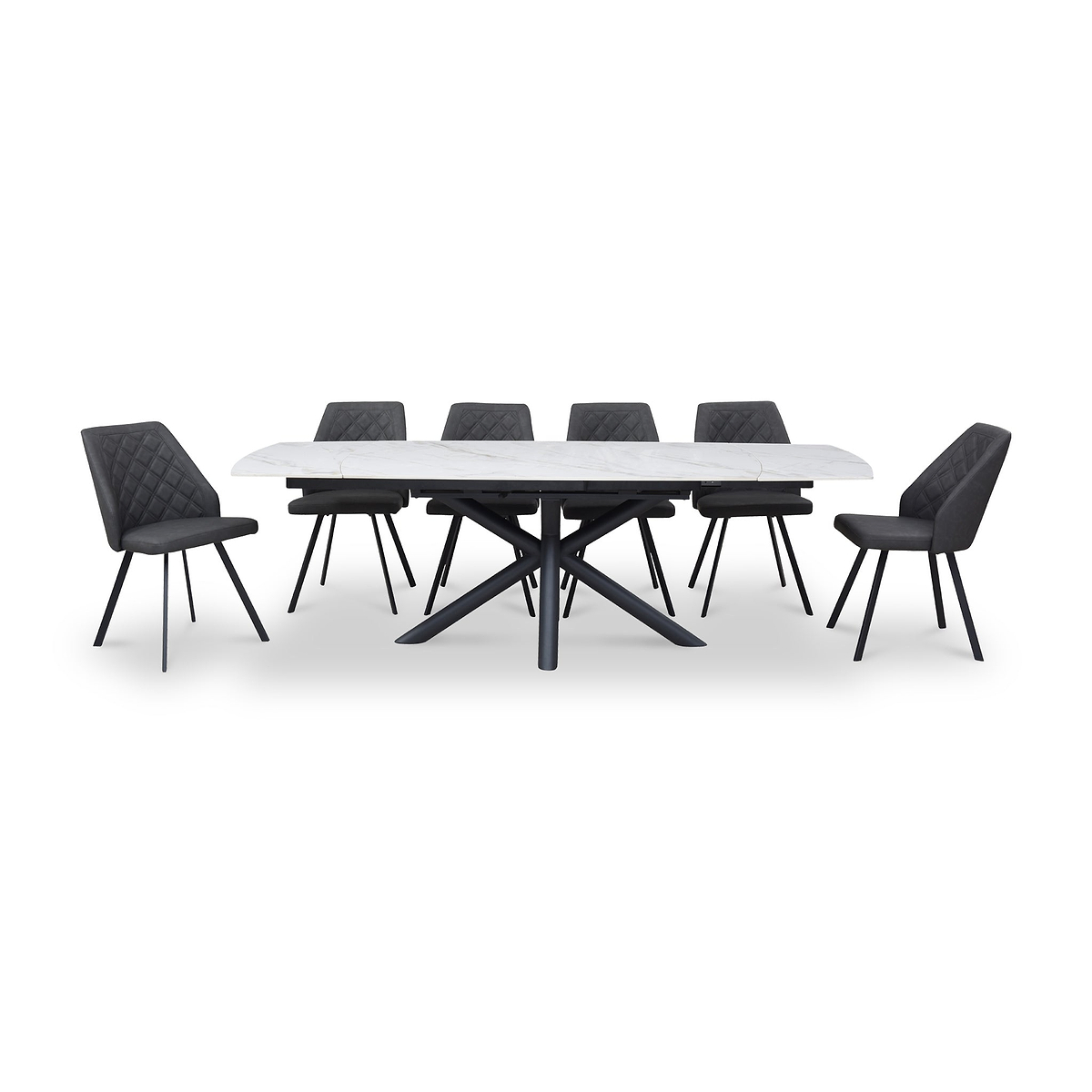 Noura 160 240cm Extending Dining Table White Gold Marble  from Roseland Furniture