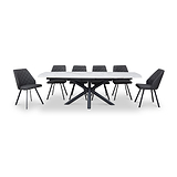 Noura 160 240cm Extending Dining Table White Gold Marble  from Roseland Furniture