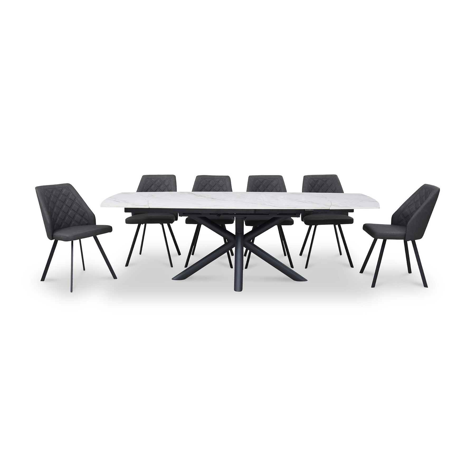 Noura 160 240cm Extending Dining Table White Gold Marble  from Roseland Furniture