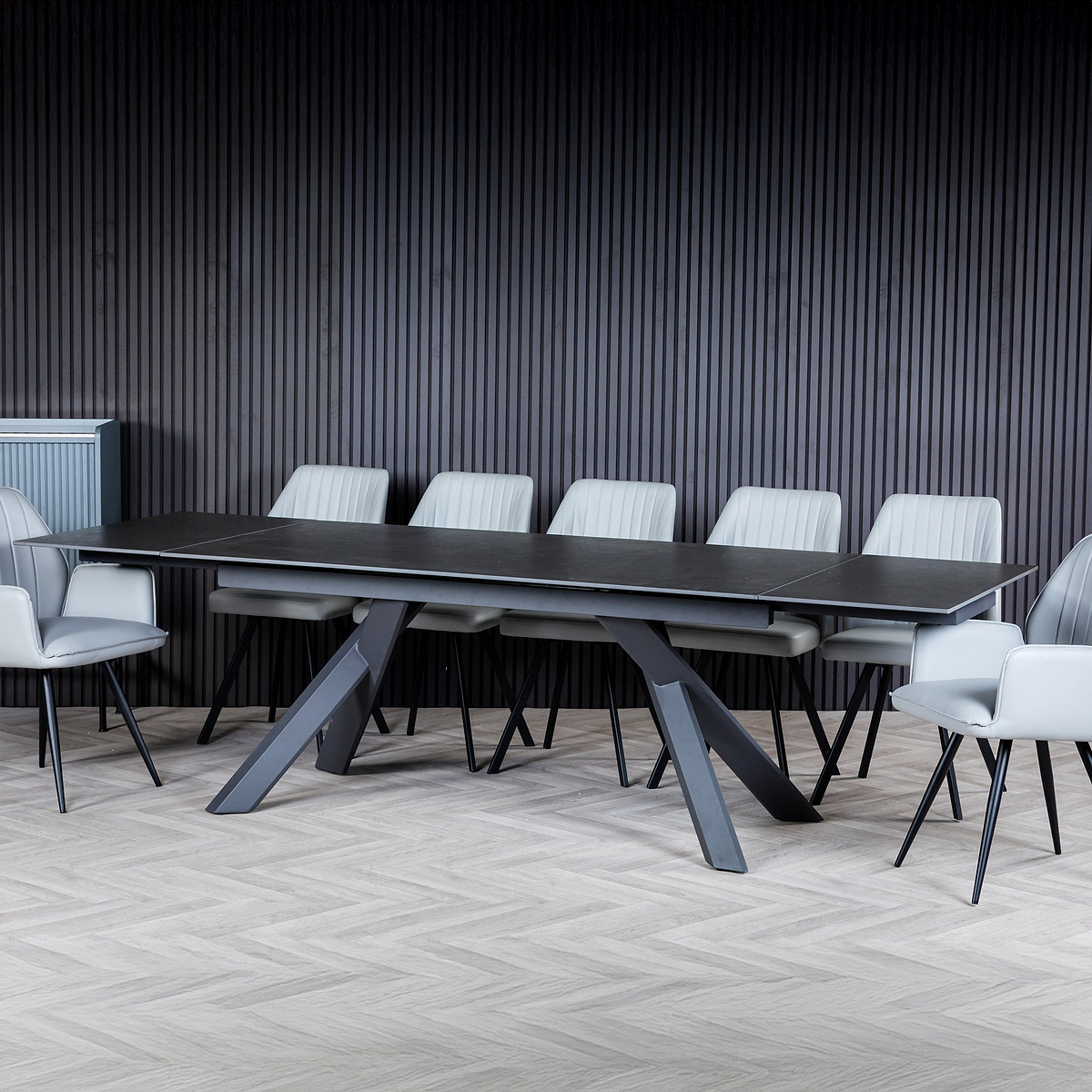 Salma 180 280cm Extending Dark Grey from Roseland Furniture