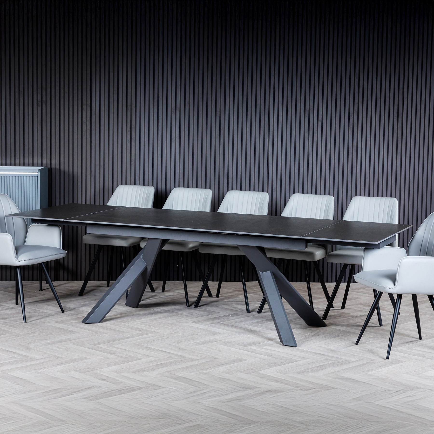 Salma 180 280cm Extending Dark Grey from Roseland Furniture