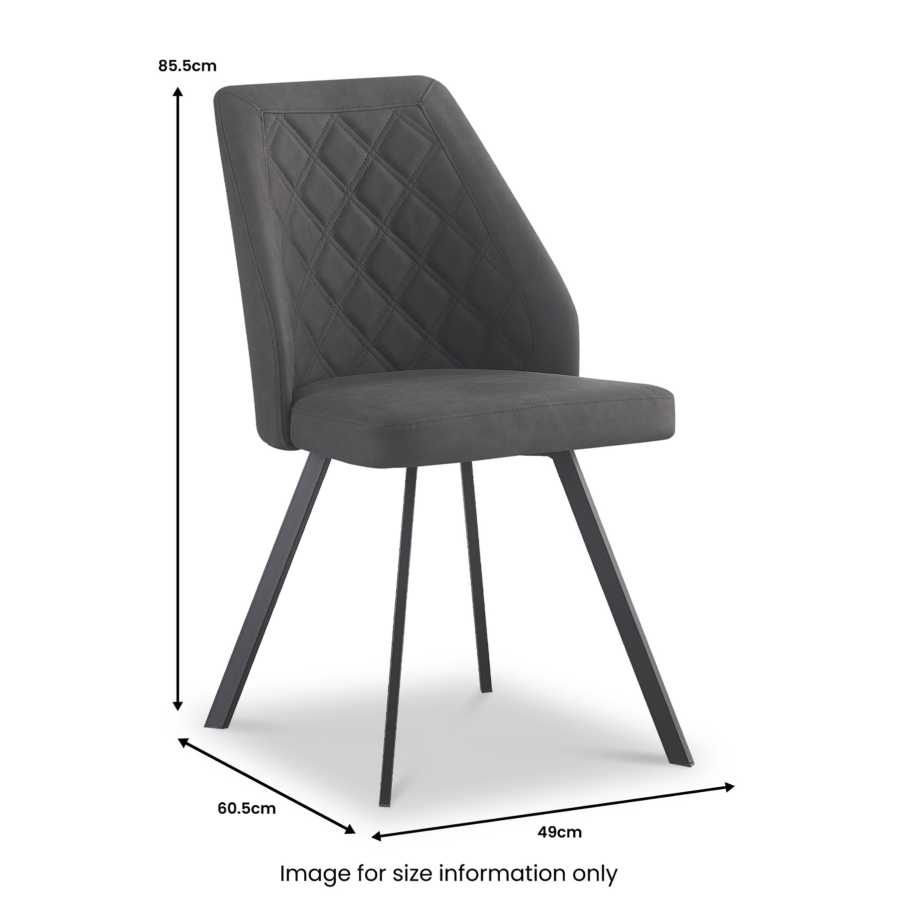 Camillo Quilted Back Dining Chair Charcoal from Roseland Furniture