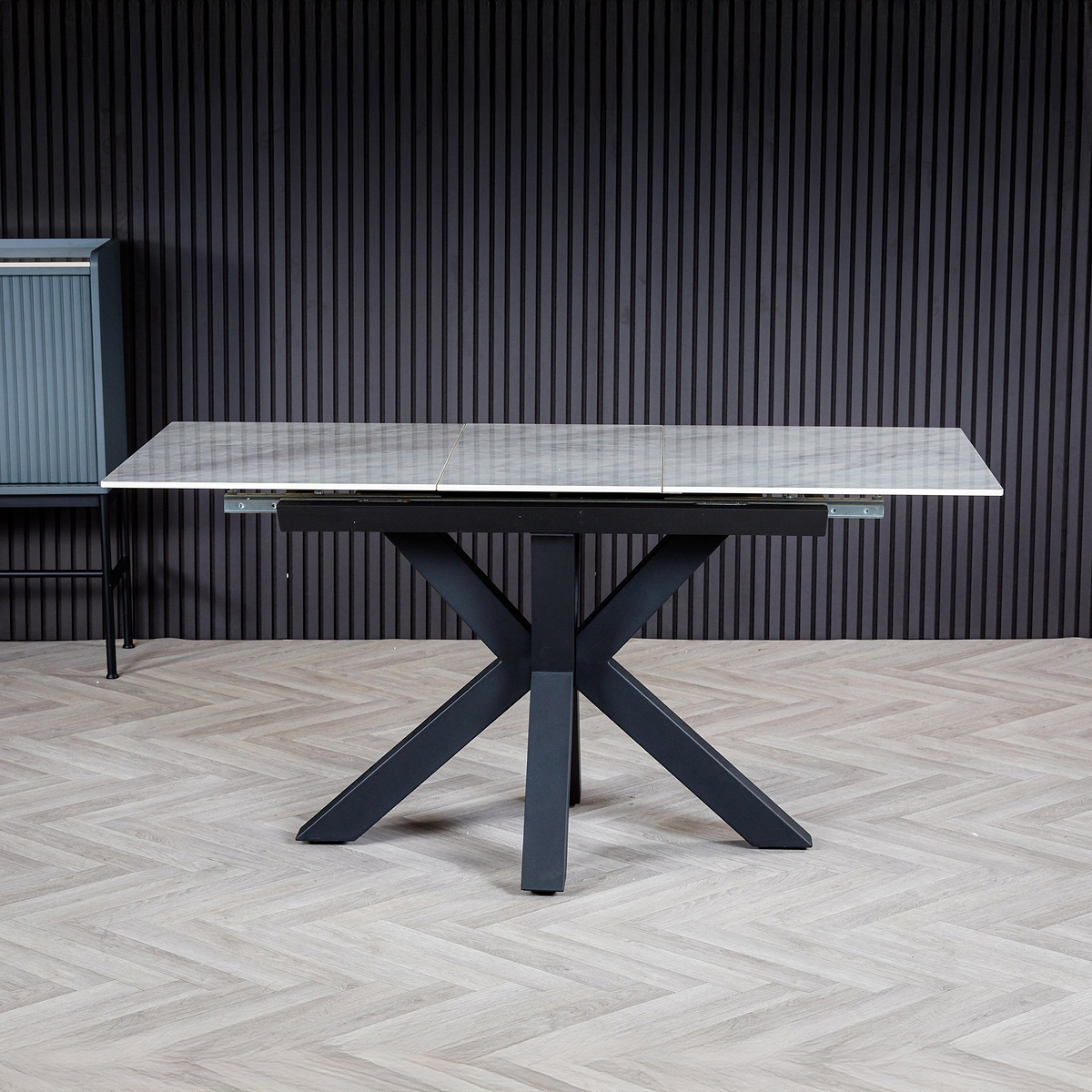 Hurley 120 160cm Extending Dining Table White Marble from Roseland Furniture