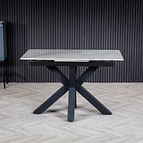 Hurley 120 160cm Extending Dining Table White Marble from Roseland Furniture