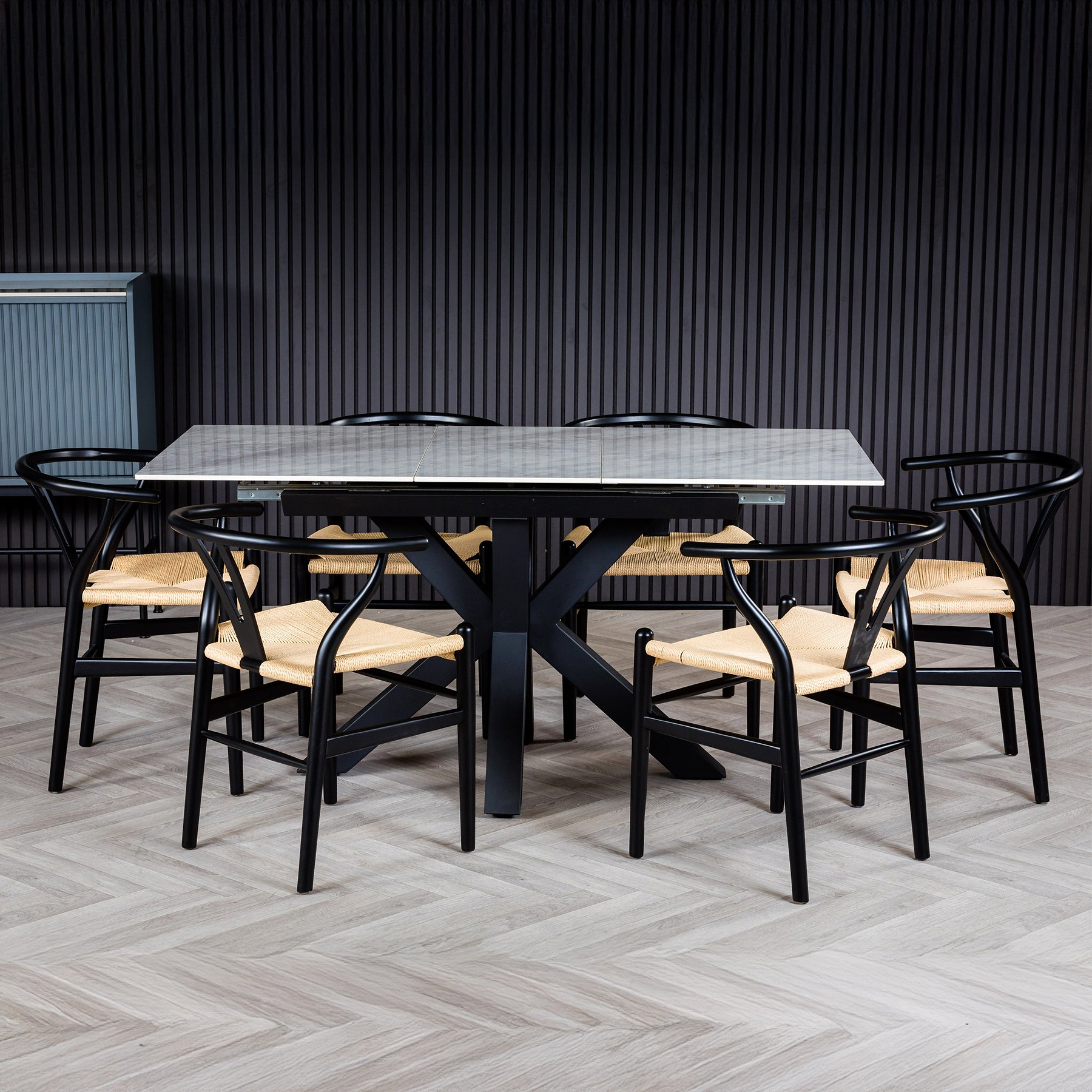 Hurley 120 160cm Extending Dining Table White Marble from Roseland Furniture