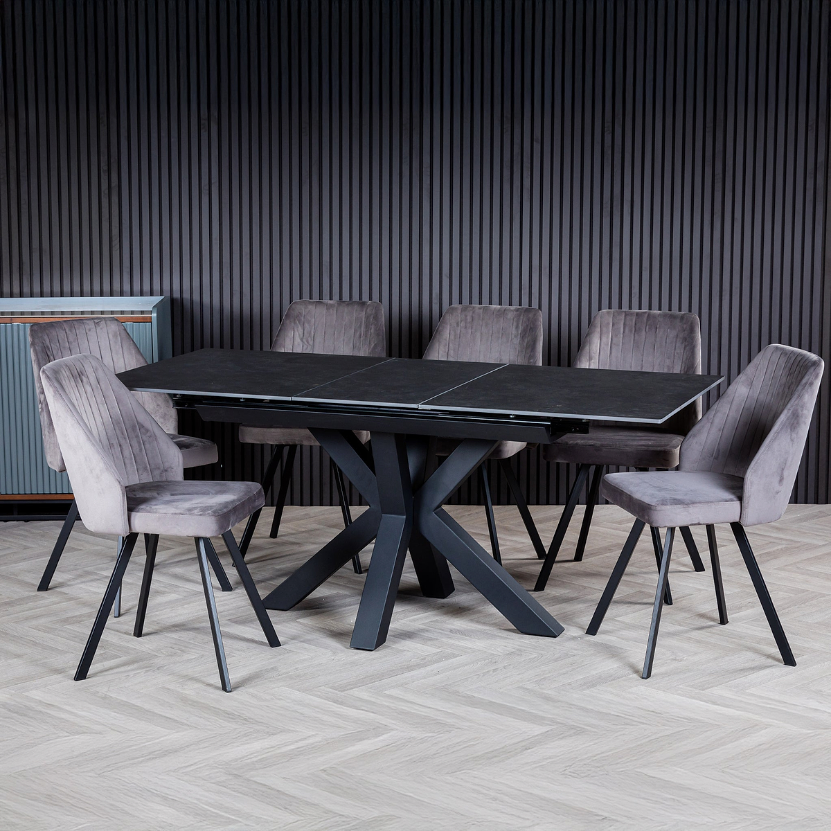 Hurley 120 160cm Extending Dining Table Dark Grey from Roseland Furniture