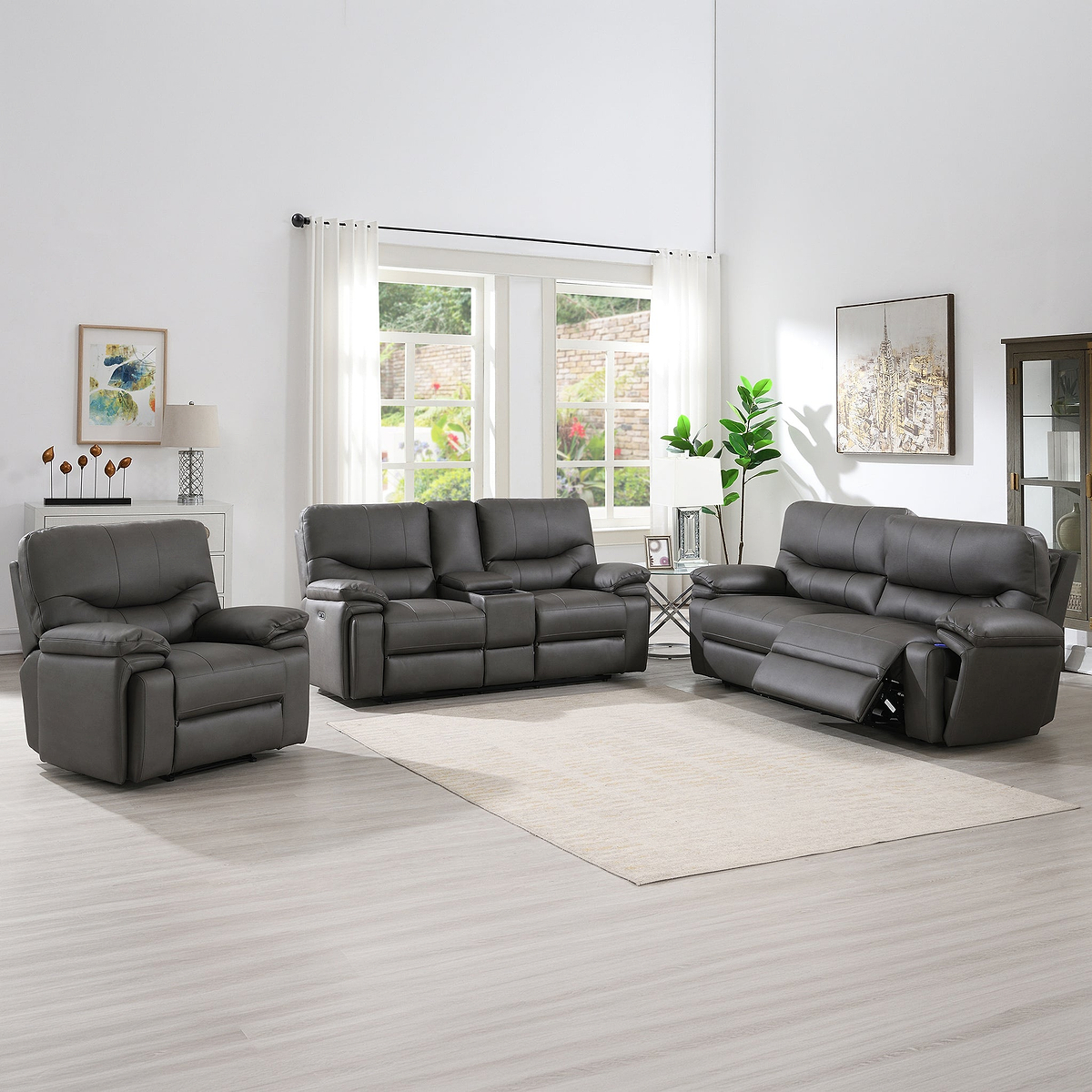 Cooper Tech Dual Power Recliner Armchair Charcoal from Roseland Furniture