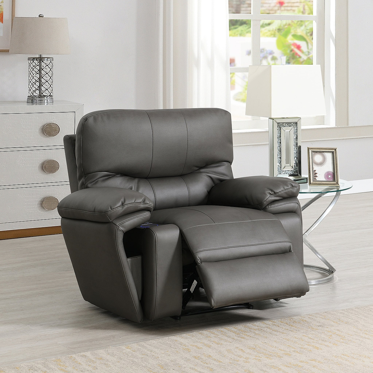 Cooper Tech Dual Power Recliner Armchair Charcoal from Roseland Furniture