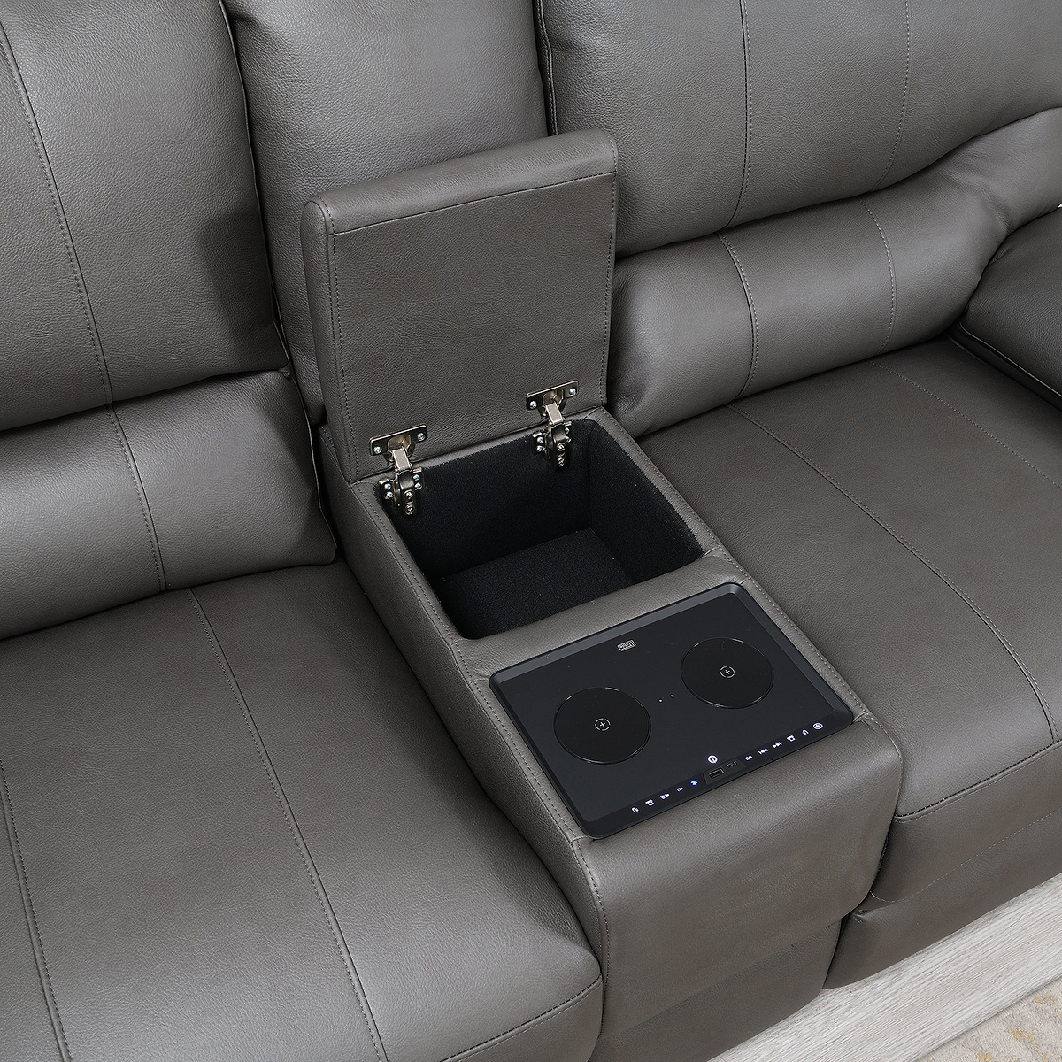 Cooper Tech Dual Power Recliner 2 Seater Sofa with Console Charcoal from Roseland Furniture