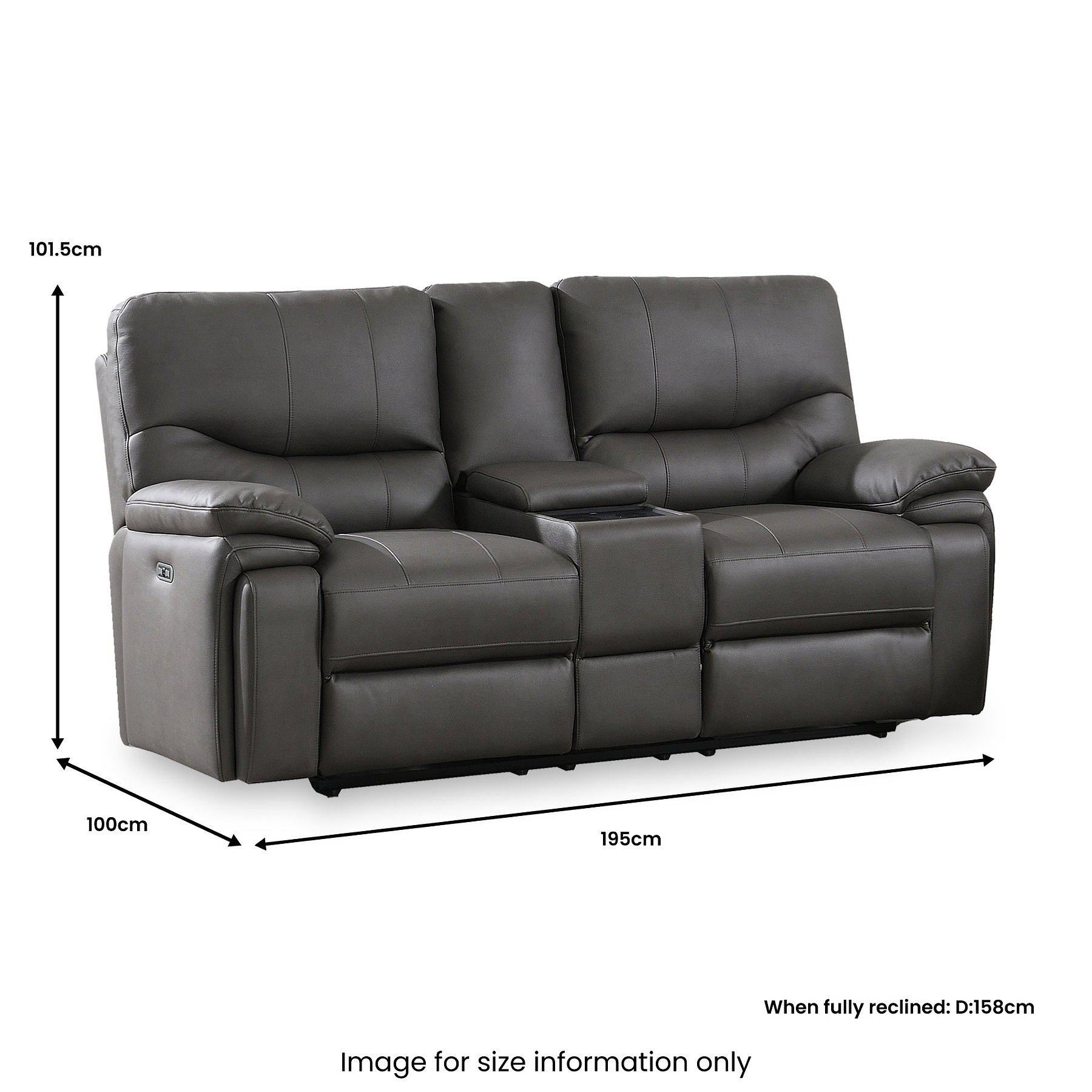 Cooper Tech Dual Power Recliner 2 Seater Sofa with Console Charcoal from Roseland Furniture