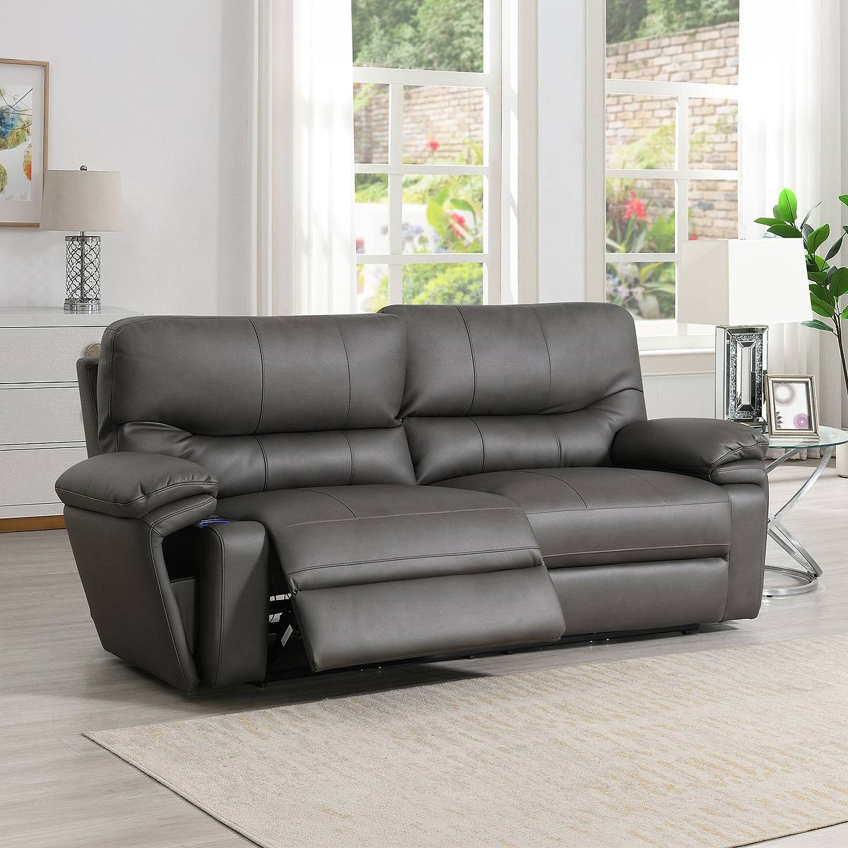 Cooper Tech Dual Power Recliner 3 Seater Sofa Charcoal from Roseland Furniture
