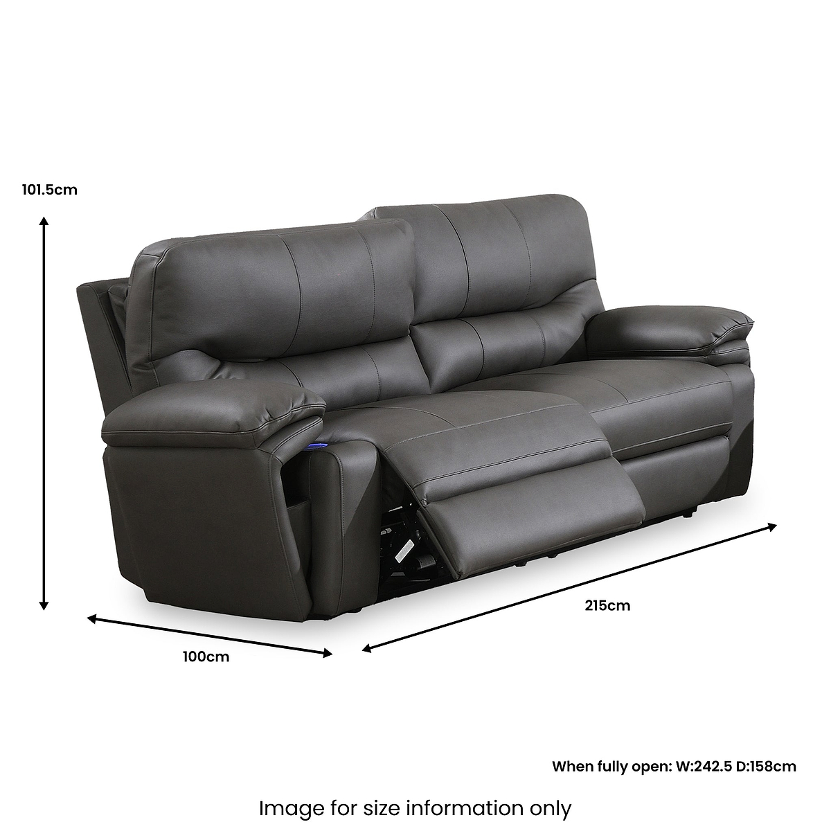 Cooper Tech Dual Power Recliner 3 Seater Sofa Charcoal from Roseland Furniture
