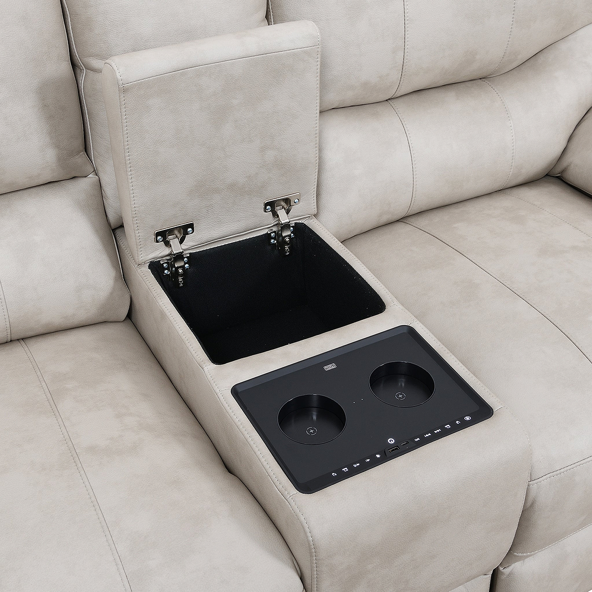 Cooper Tech Dual Power Recliner 2 Seater Sofa with Console Stone from Roseland Furniture