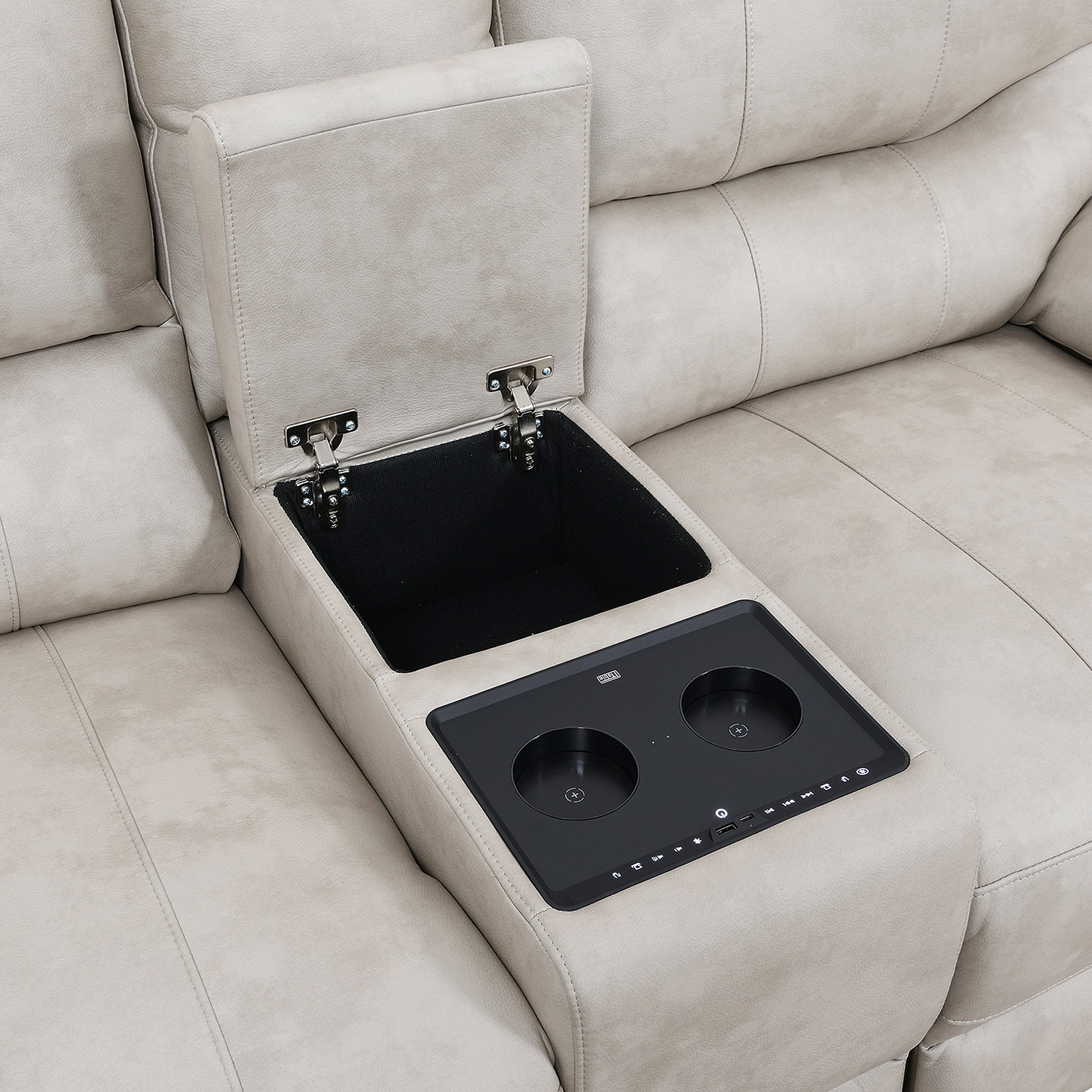 Cooper Tech Dual Power Recliner 2 Seater Sofa with Console Stone from Roseland Furniture