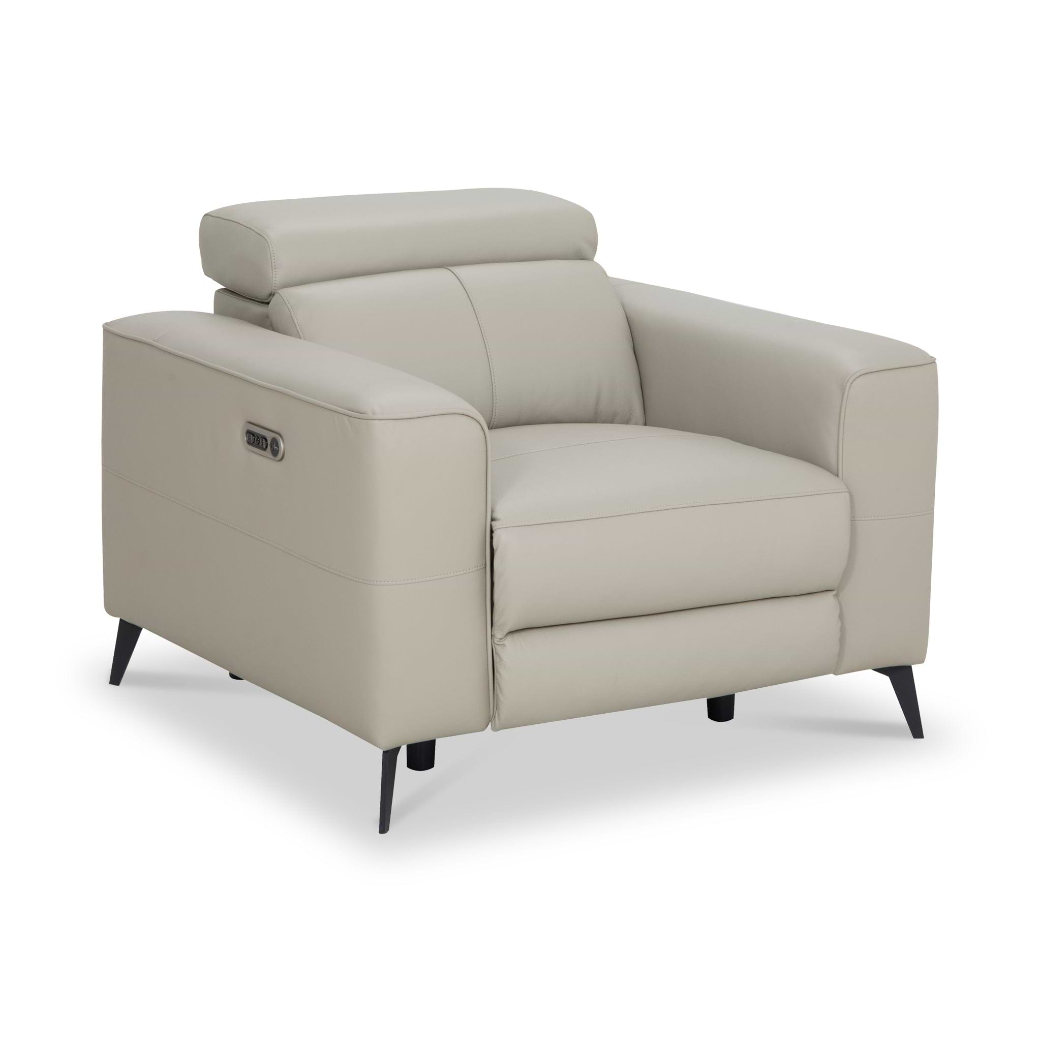 Radford Leather Dual Power Recliner Armchair Frost Grey from Roseland Furniture