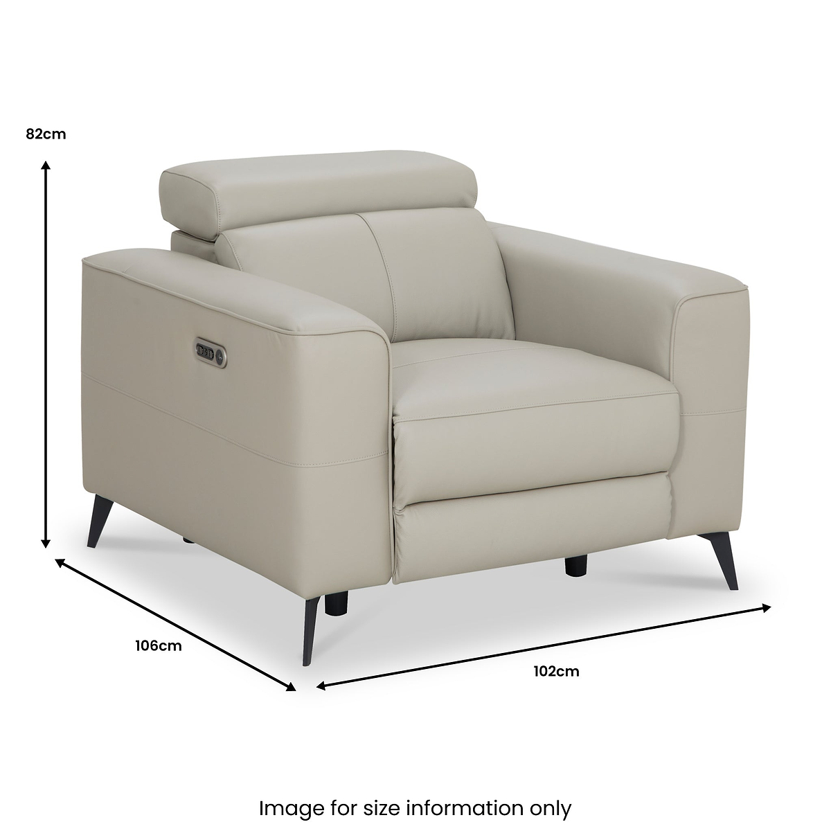 Radford Leather Dual Power Recliner Armchair Frost Grey from Roseland Furniture