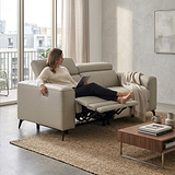 Radford Frost Grey Leather Dual Power Recliner 2 Seater Sofa