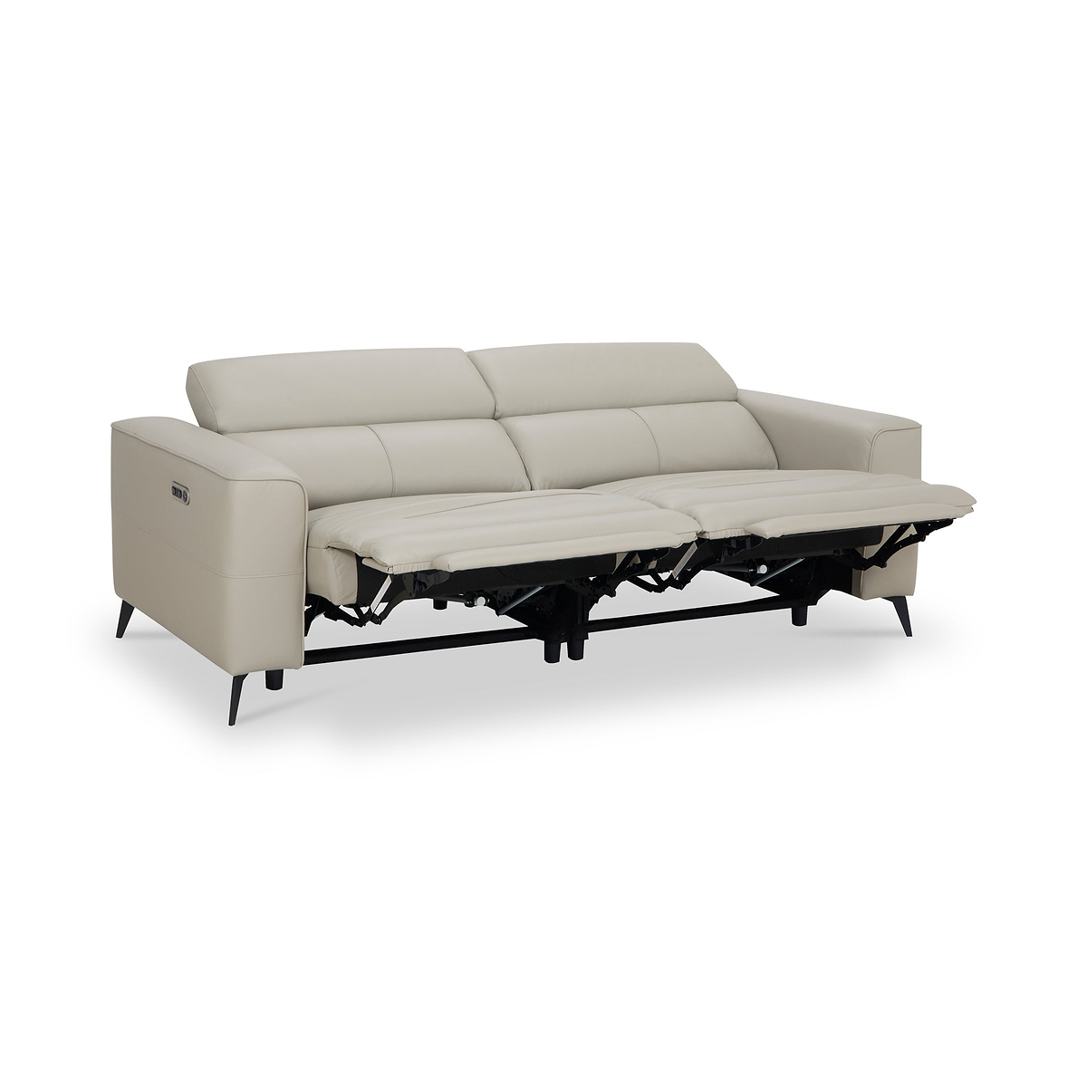 Radford Leather Dual Power Recliner 3 Seater Sofa Frost Grey from Roseland Furniture