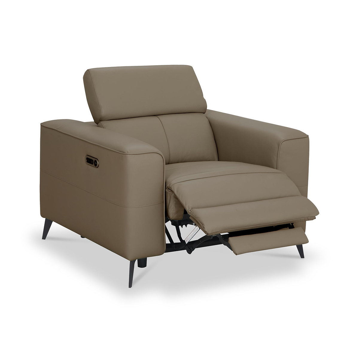 Radford Leather Dual Power Recliner Armchair Taupe from Roseland Furniture